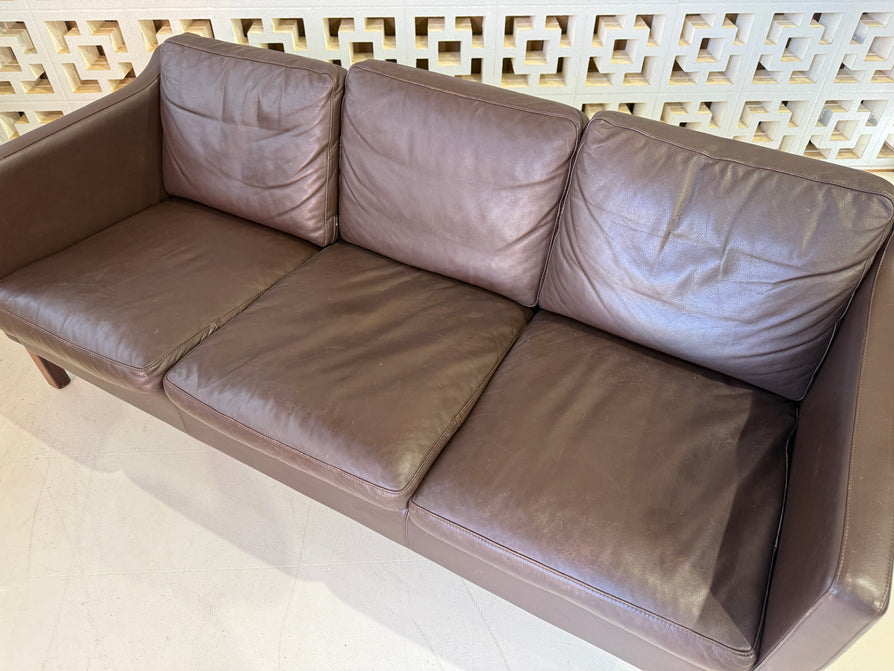 Danish Three-Seater Sofa in Leather