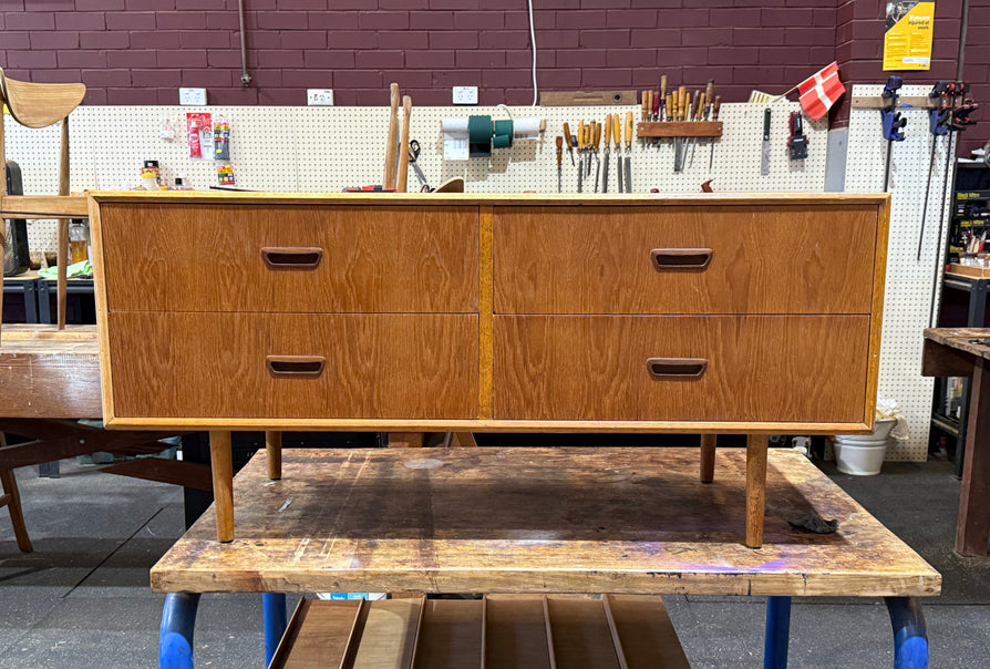 Low-Profile Mid-Century Chest of Drawers in Teak