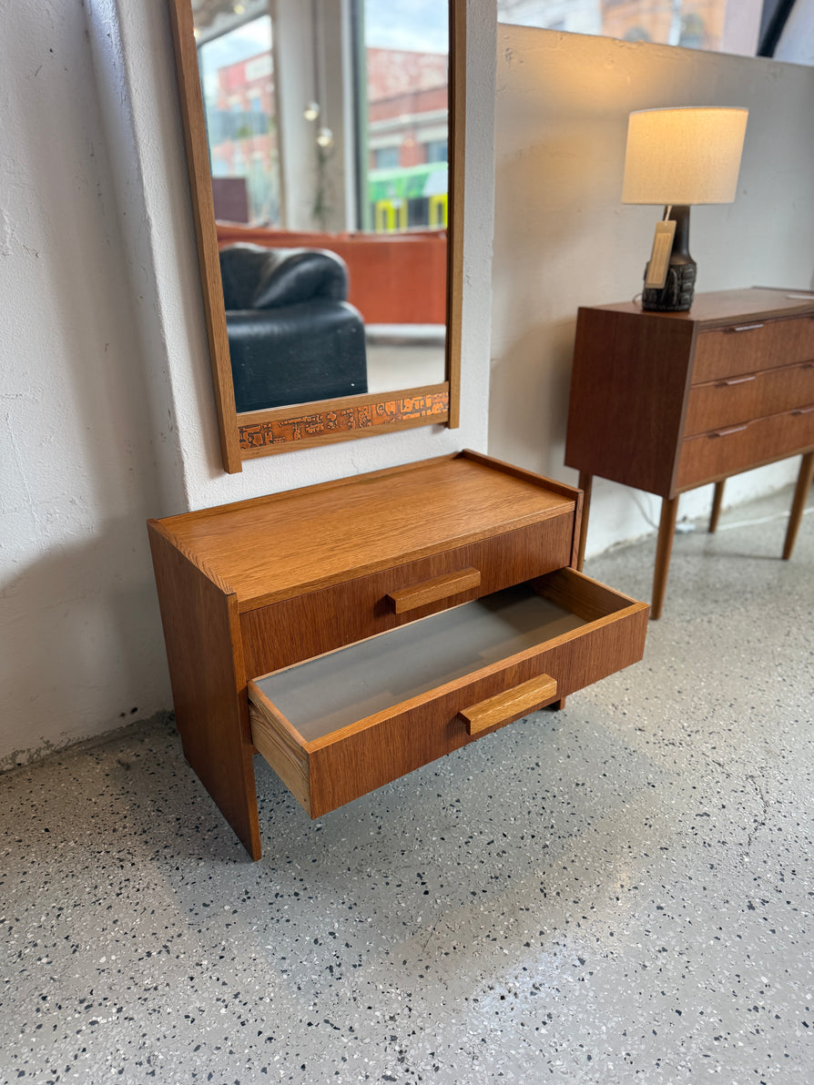 Danish Entranceway Console & Mirror in European Oak