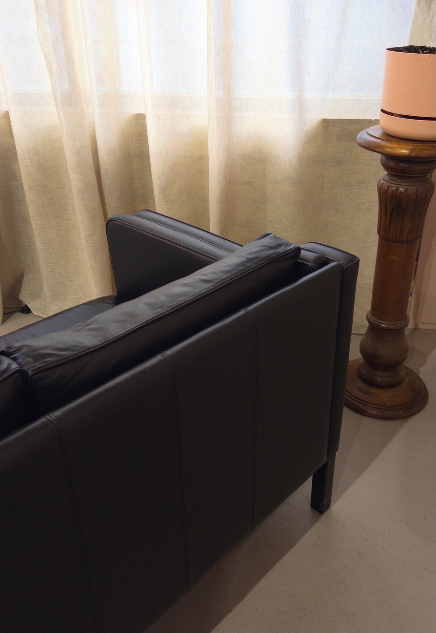 Three-Seater Sofa in Black Leather by Stouby