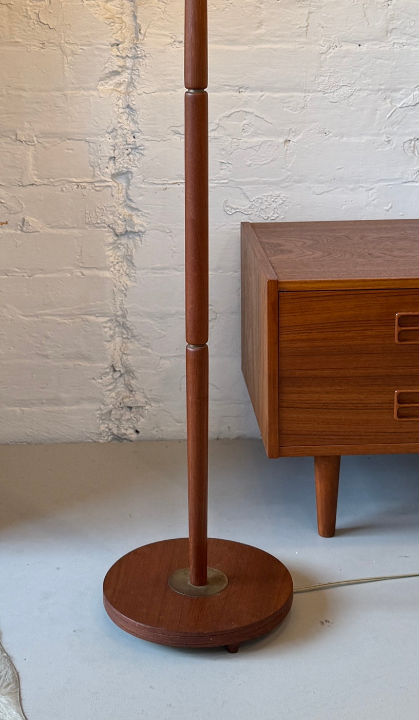 Danish Floor Lamp in Teak & Brass