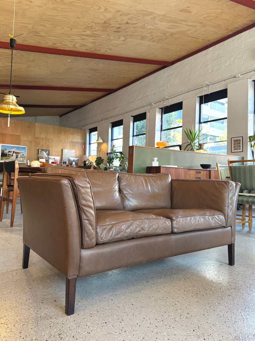 Two Seater “Oslo” Sofa by Stouby in Brown Leather