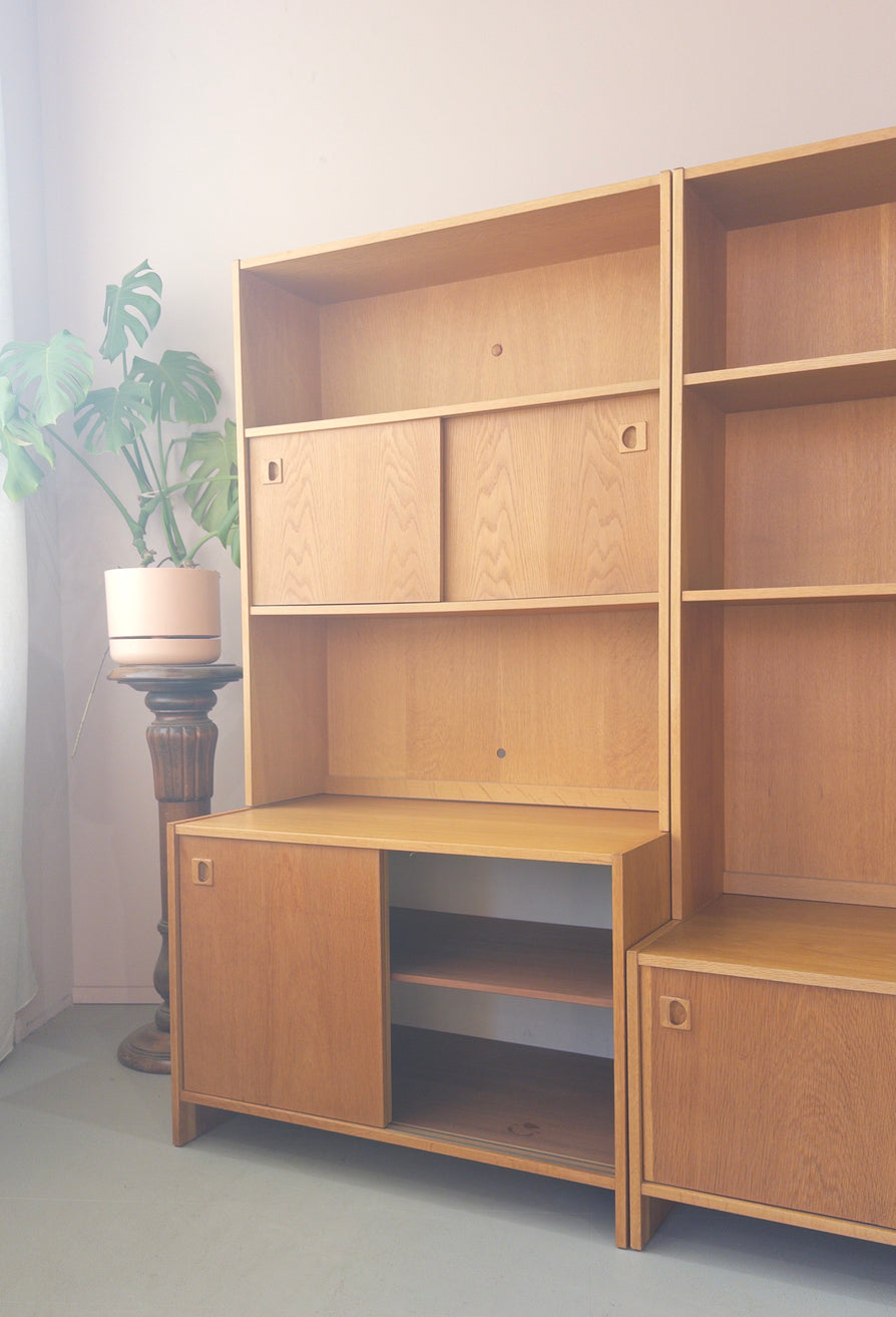 Three-Bay Danish Wall Unit in Oak