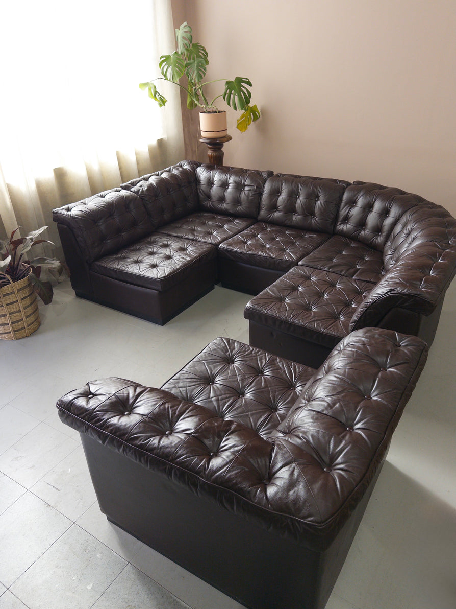 Six Piece Modular Sofa in Leather