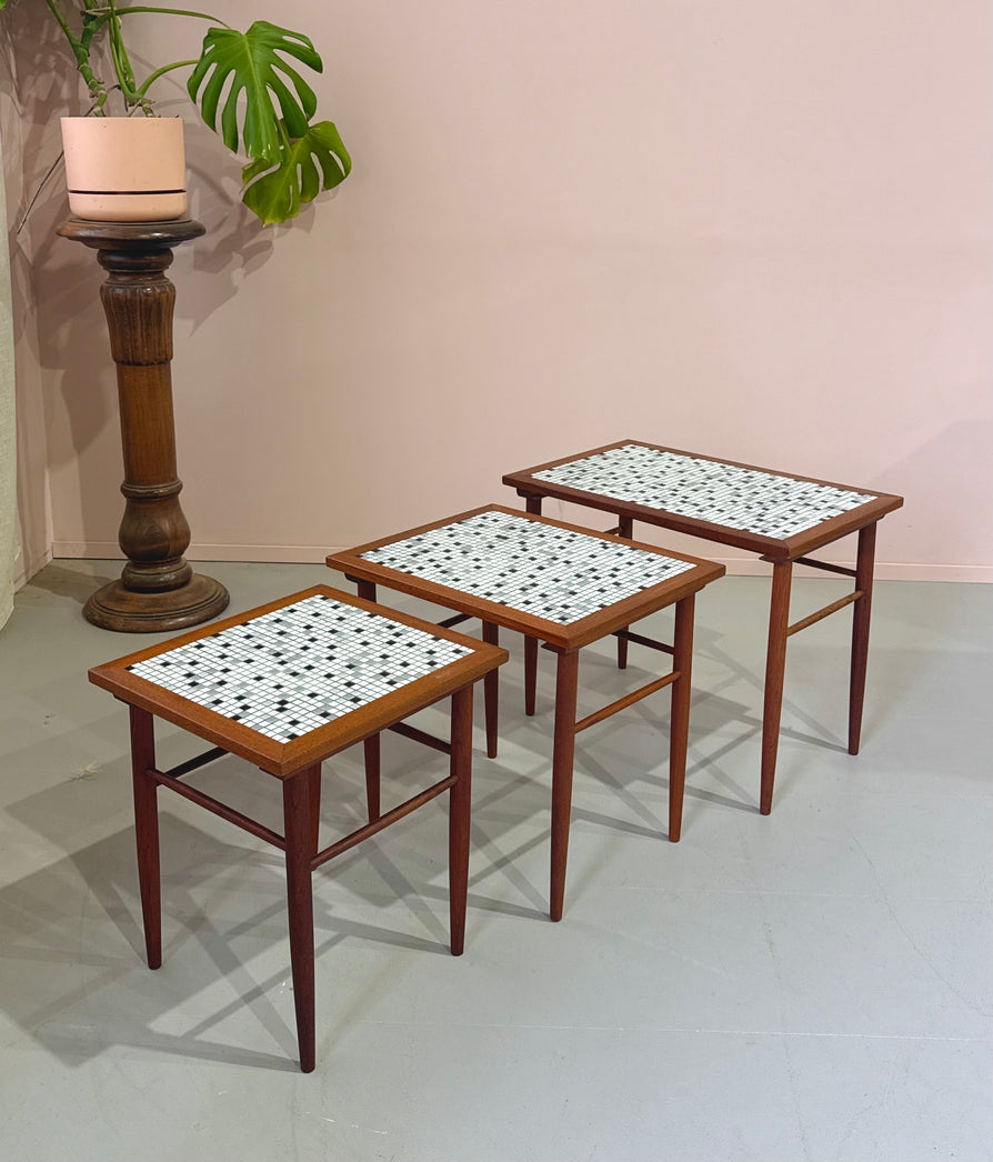 Danish Nest of Tile-Top Tables