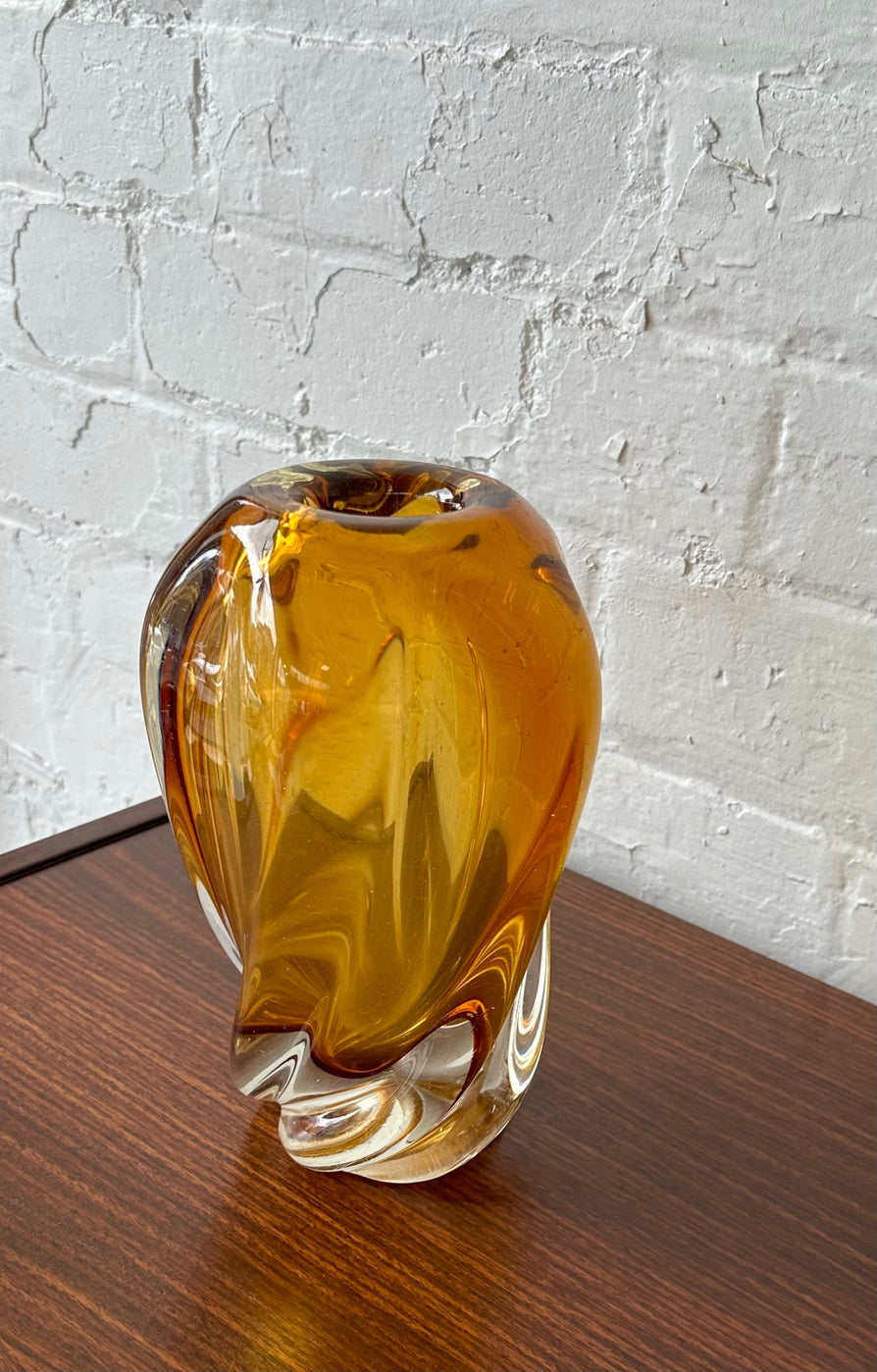 Murano Amber Glass Vase