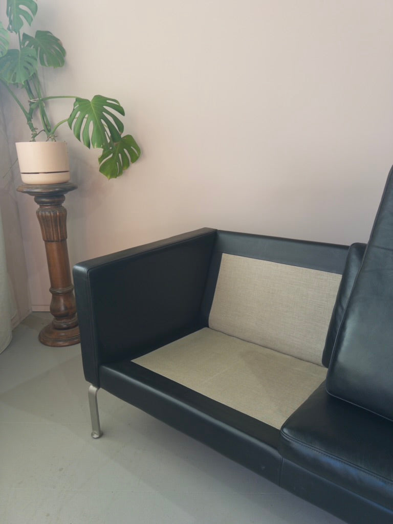 Okamura & Marquardsen 2.5 Seater Danish Sofa in Black Leather