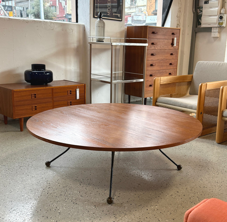 1950s Low-Profile Round Coffee Table
