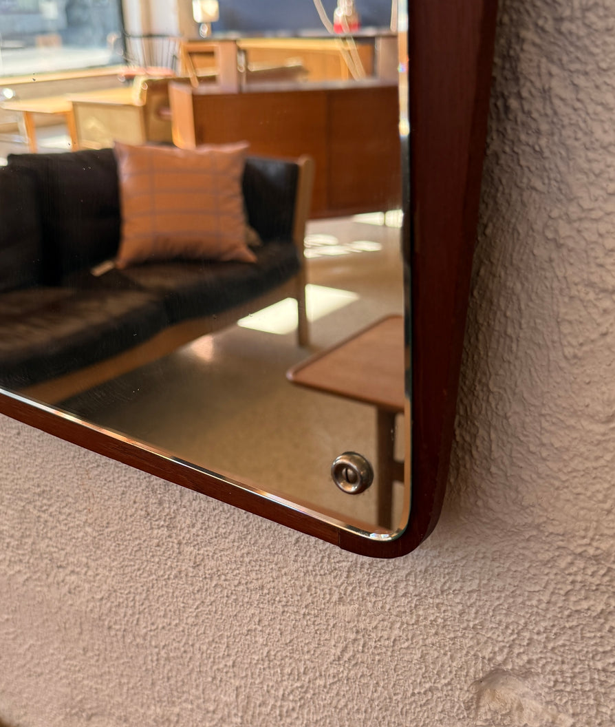 Danish Wall Mirror Set on a Teak Base