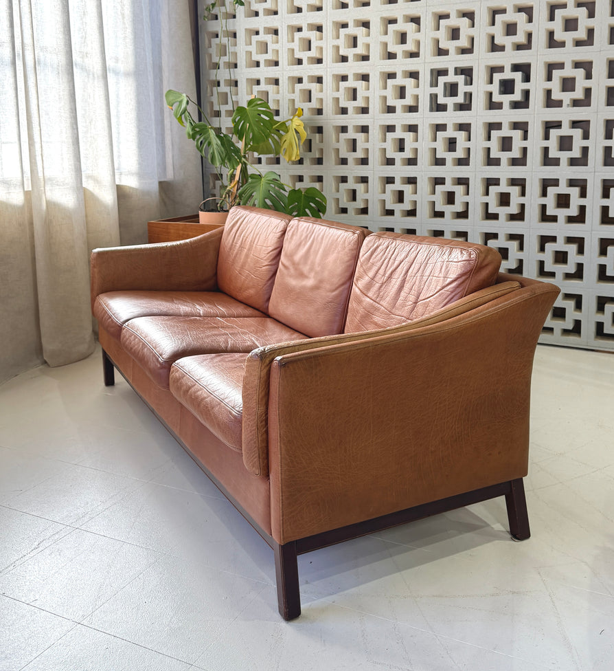 Three Seater Sofa in Tan Leather