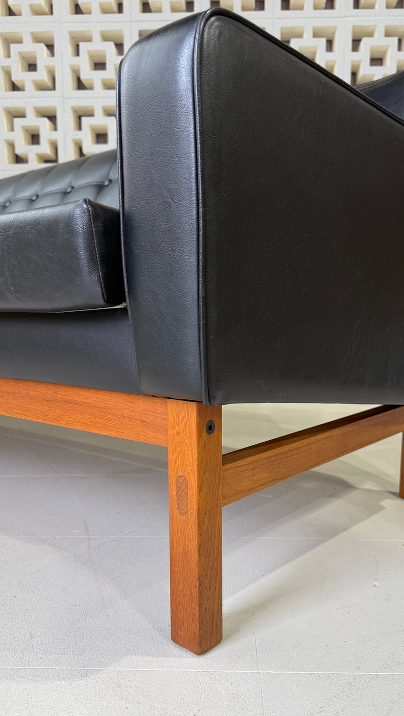Swedish Three-Seater in Original Black Vinyl