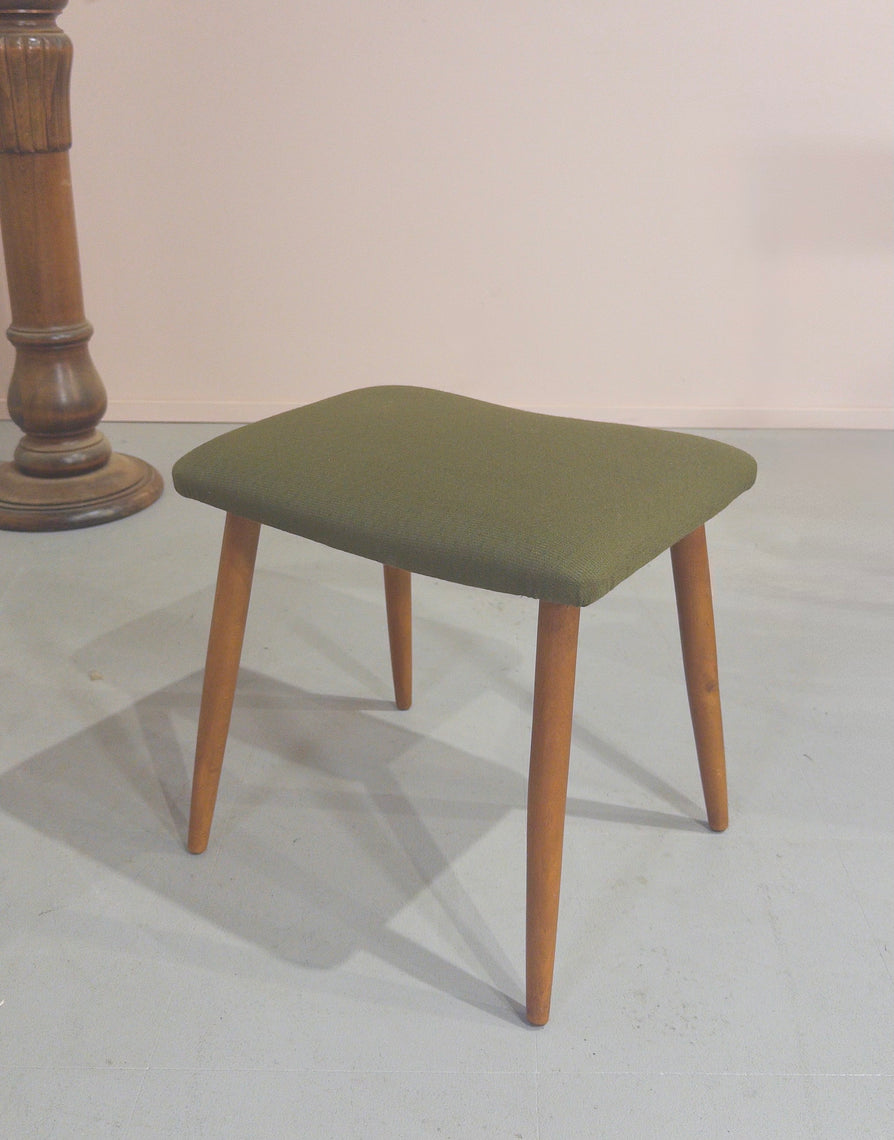 Danish Footstool in Green Wool