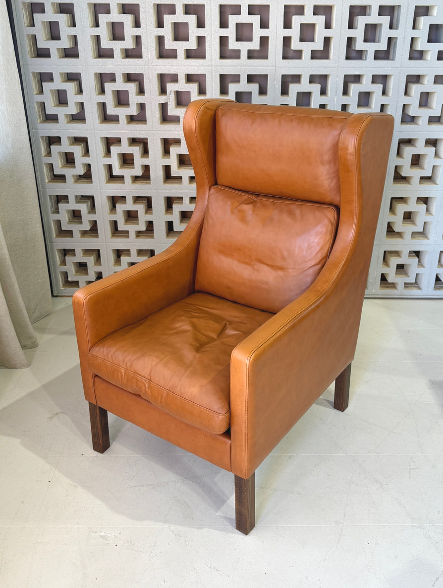 Danish Wing-Back in Tan Leather