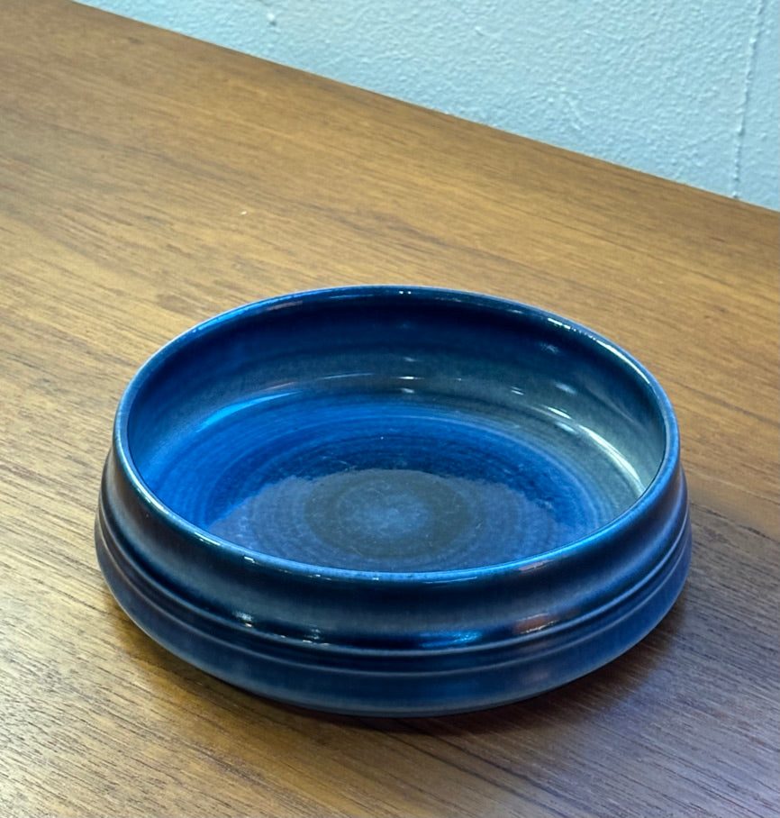 Danish Glazed Bowl in a Blue Swirl