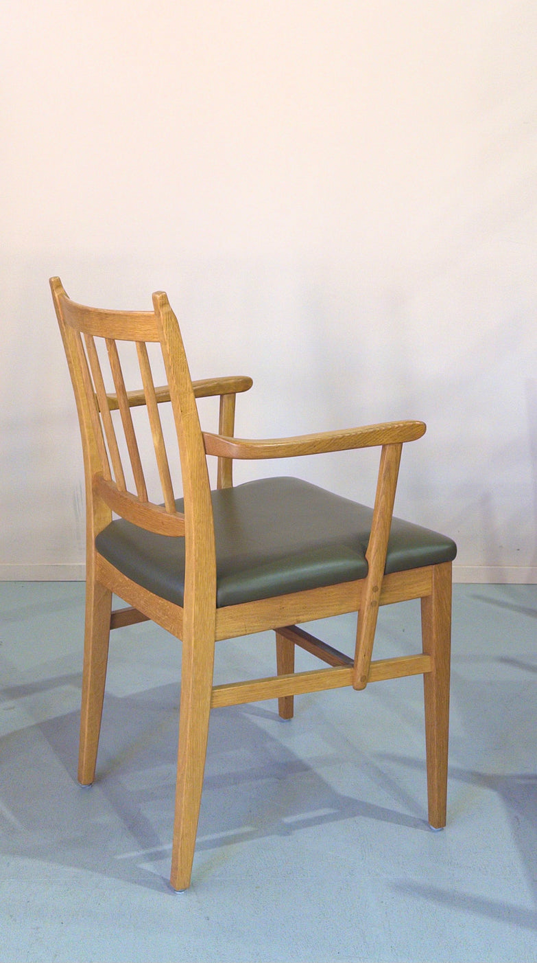 Six Carl Malmsten Dining Chairs in Oak & Leather