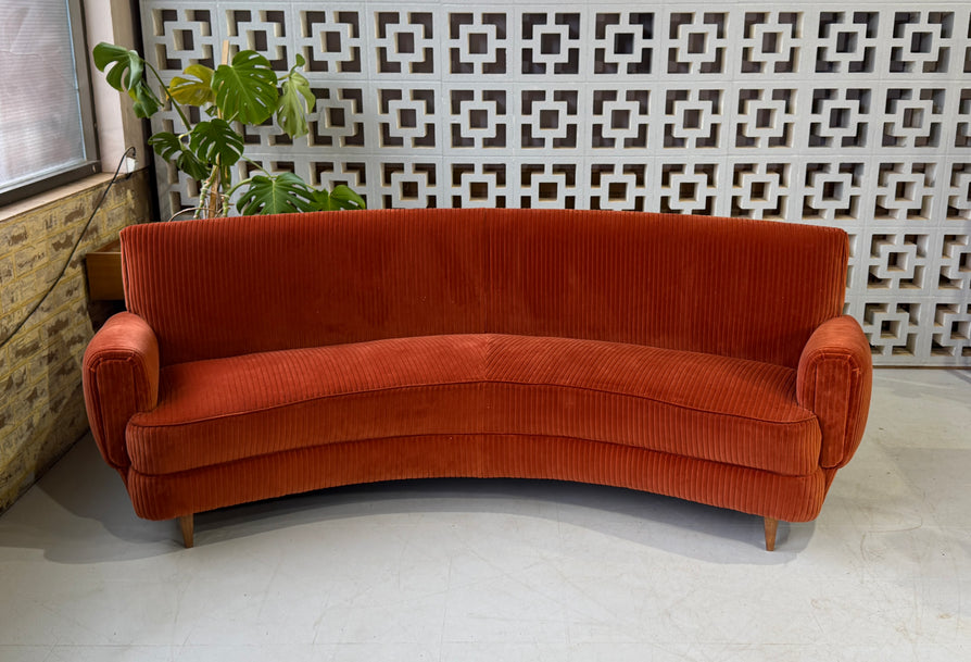 Mid-Century Curved Sofa in Kvadrat Corduroy