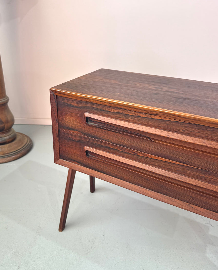 Low-Profile Danish Bedside Drawers in Rosewood