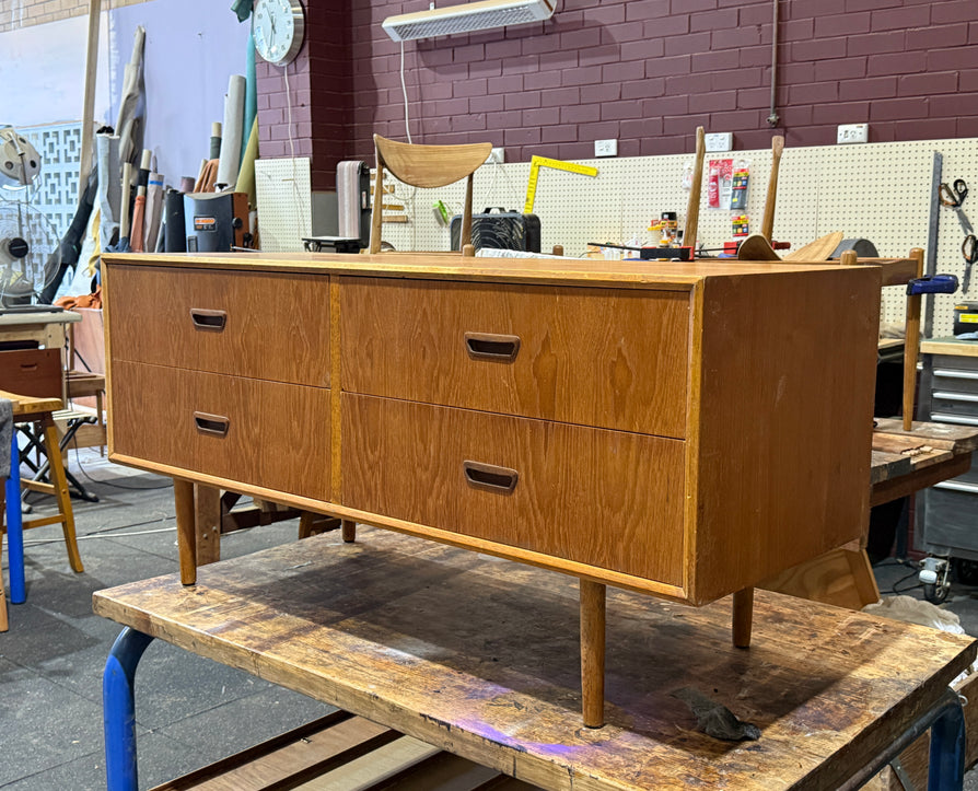 Low-Profile Mid-Century Chest of Drawers in Teak