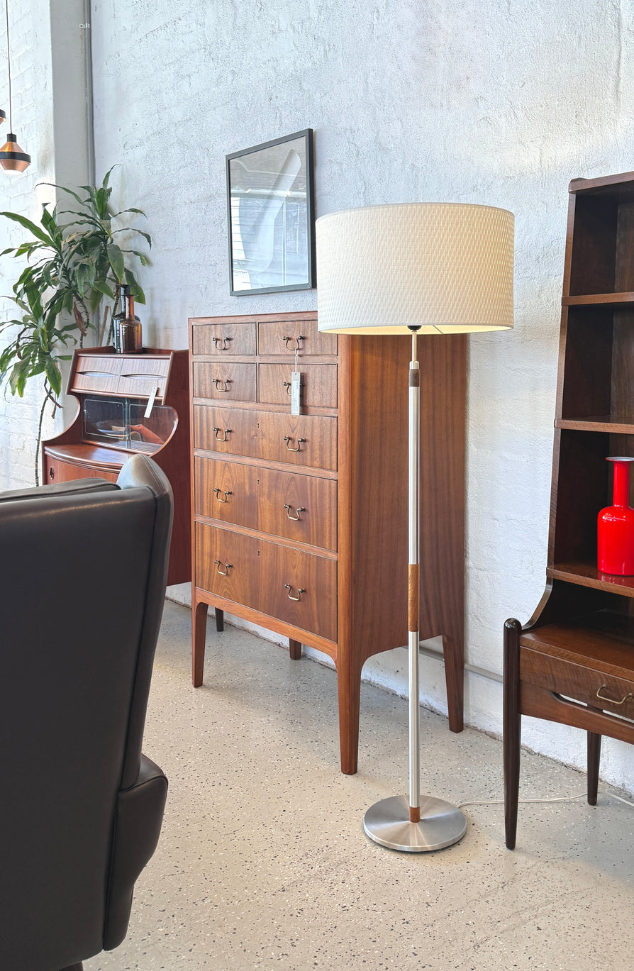 Danish Floor Lamp in Rosewood & Brushed Aluminium