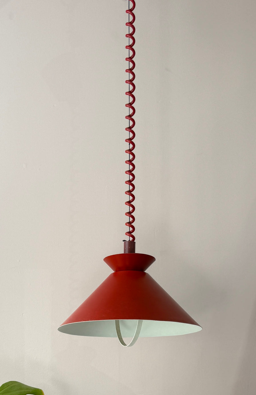Danish Retractable Pendant in Red Enamel