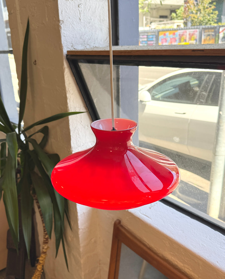 Mid Century Pendant in Red Glass