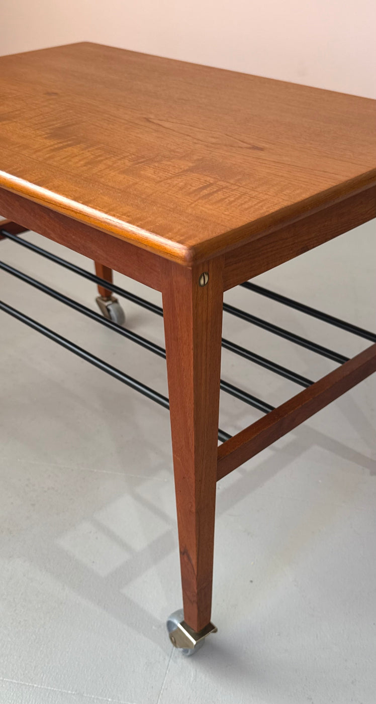 Danish Side Table in Teak on Castors
