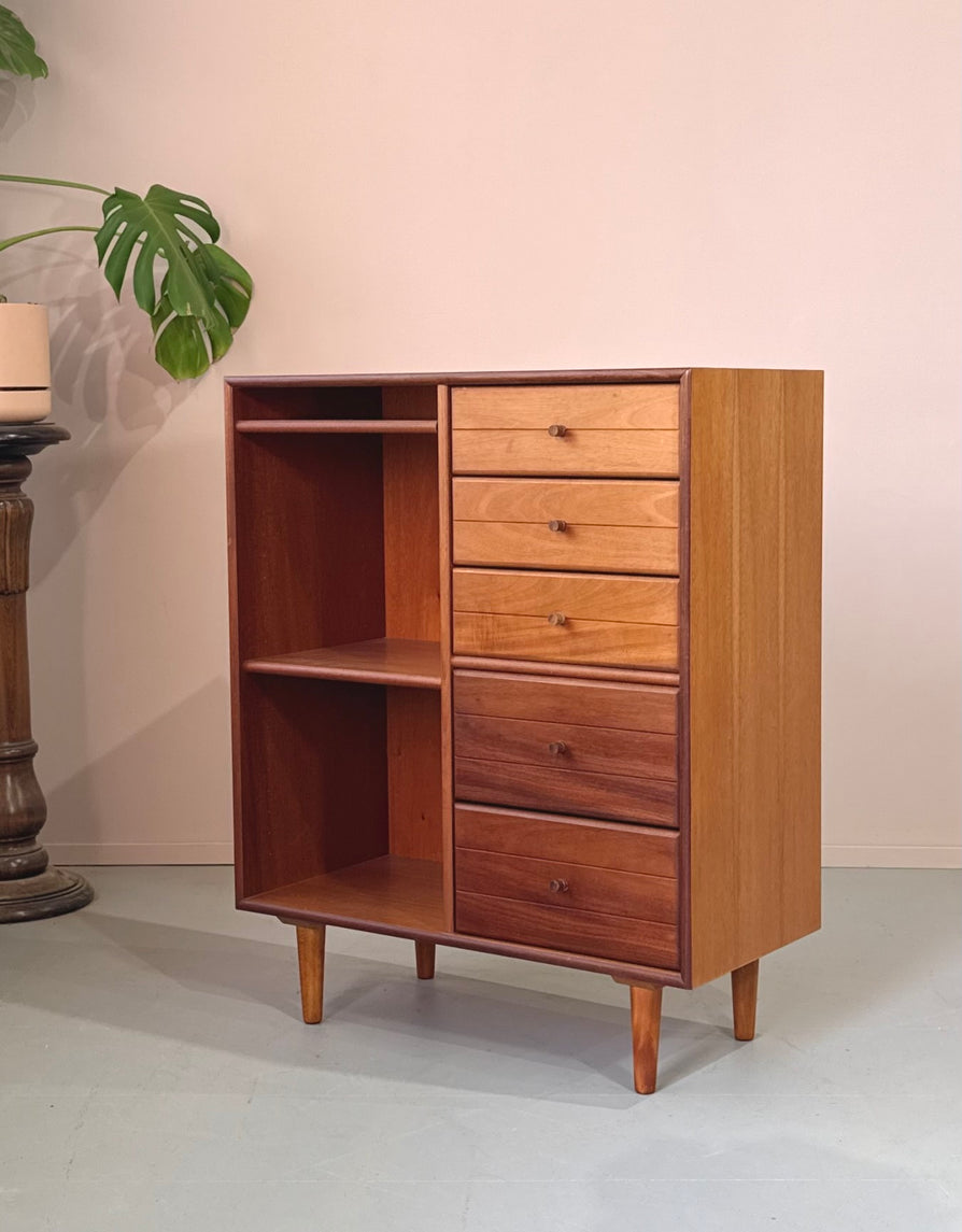 Mid-Sized Danish Bookcase / Chest Unit in Teak