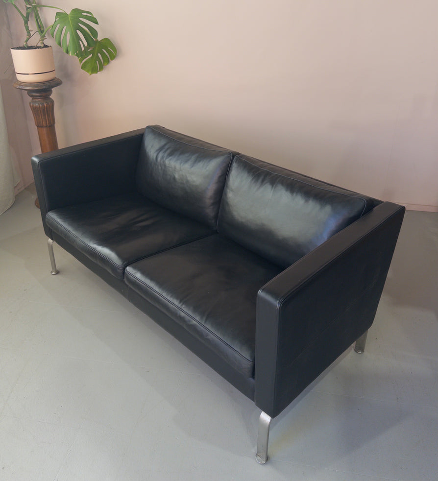 Okamura & Marquardsen 2.5 Seater Danish Sofa in Black Leather