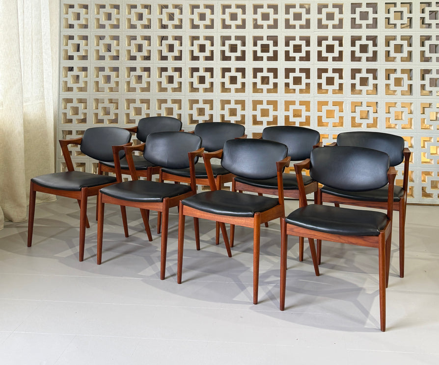 Eight Kai Kristiansen #42 Dining Chairs in Teak