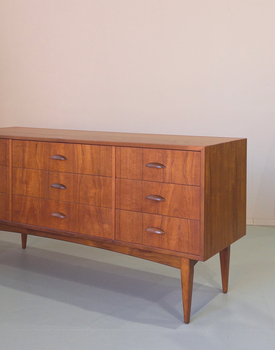 Mid-Century Nine-Drawer Chest / Sideboard in Teak