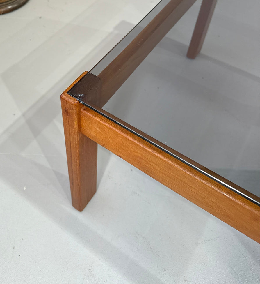 1970s Coffee Table in Blackwood & Glass