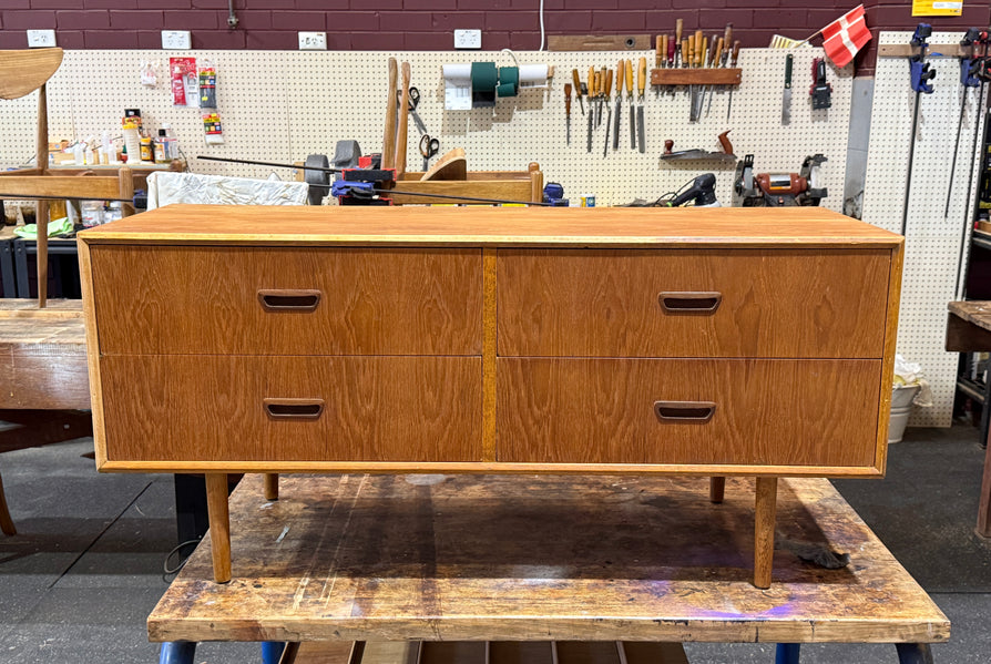 Low-Profile Mid-Century Chest of Drawers in Teak