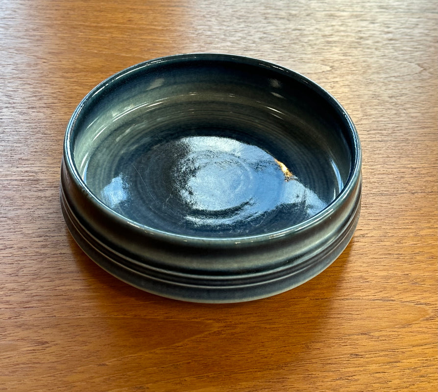 Danish Glazed Bowl in a Blue Swirl