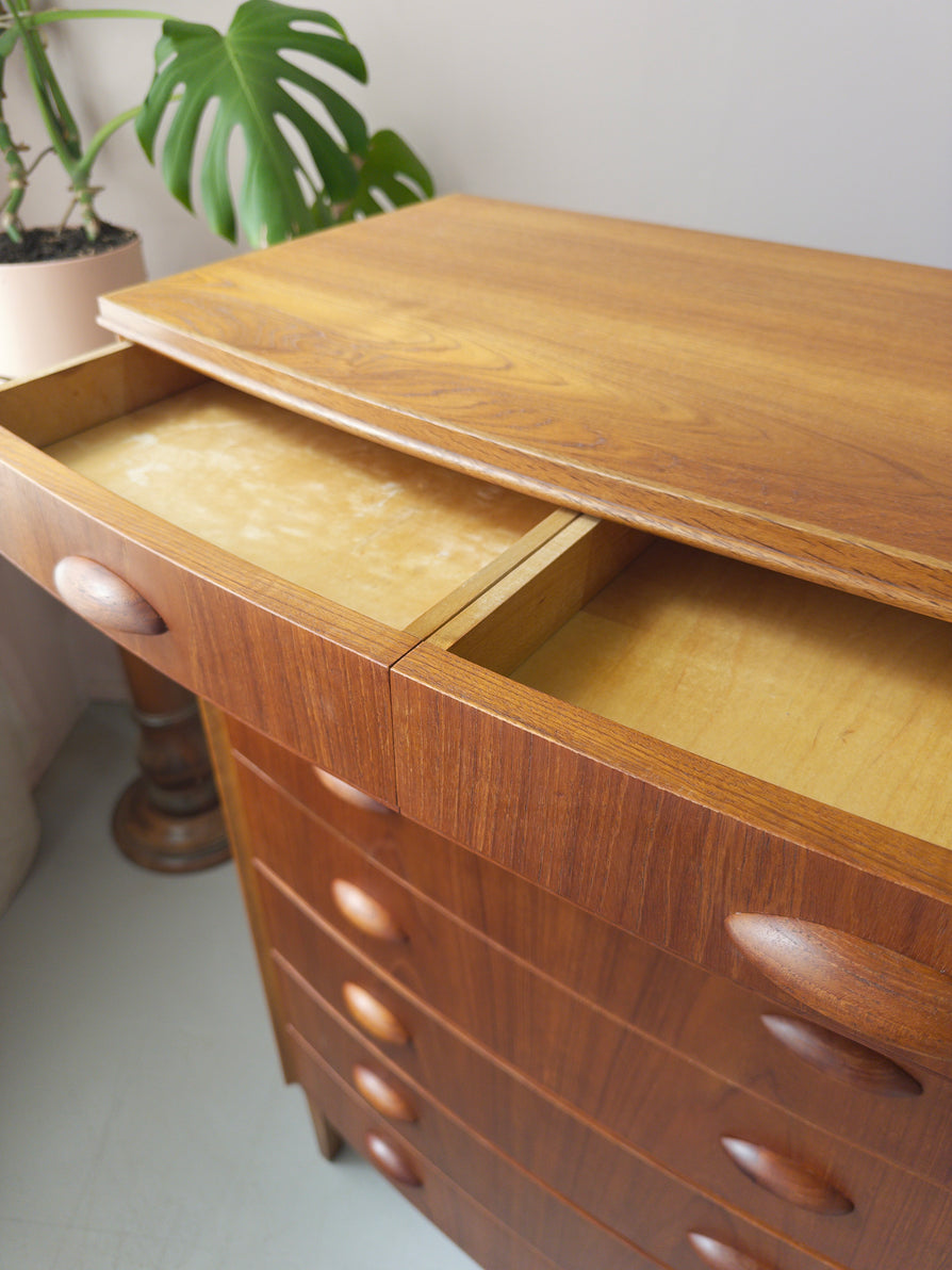 Danish Bow-Front Tallboy in Teak & Oak