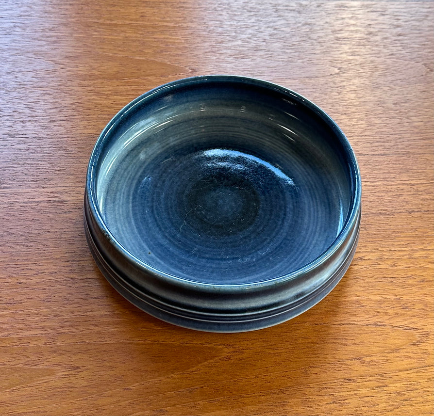 Danish Glazed Bowl in a Blue Swirl