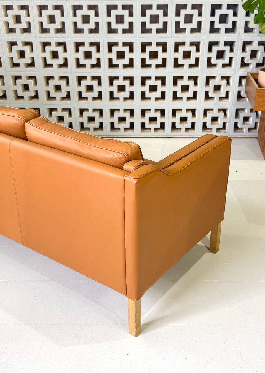 Danish Three Seater Sofa in Caramel Leather