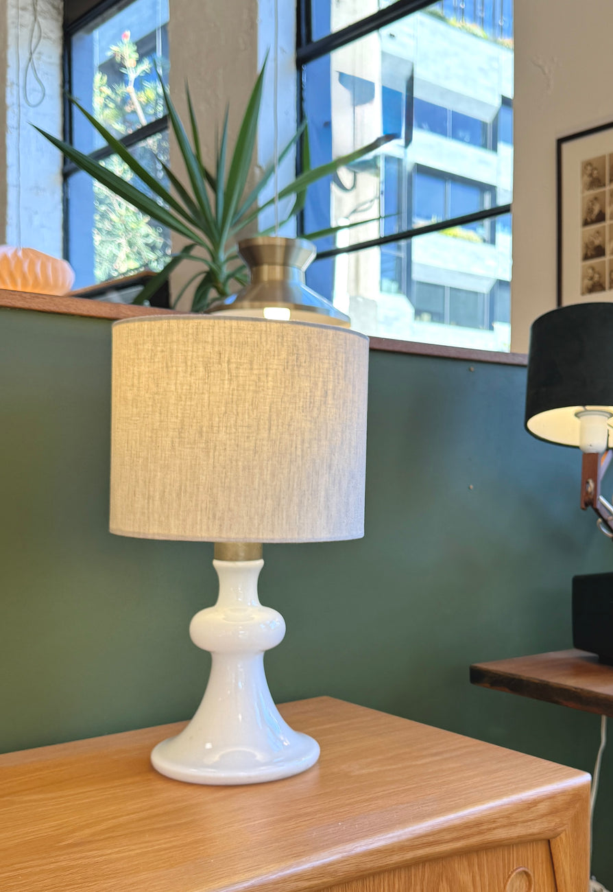 Michael Bang for Holmegaard “Backgammon” Table Lamp in Opaline