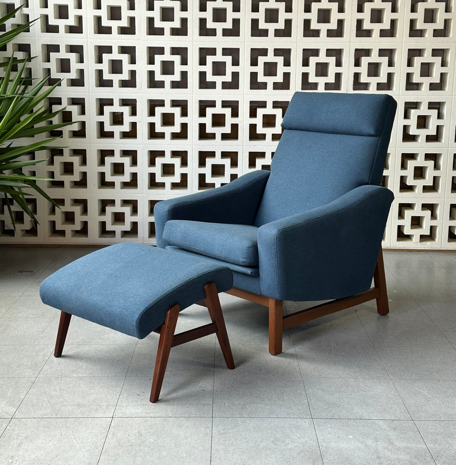 Danish Recliner Chair & Footstool