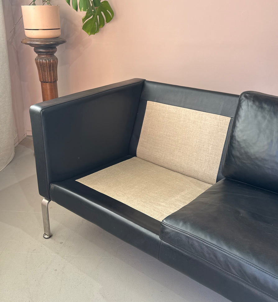 Okamura & Marquardsen Three Seater Danish Sofa in Black Leather