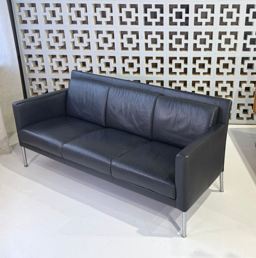 Walter Knoll Sofa in Grey-Blue Leather