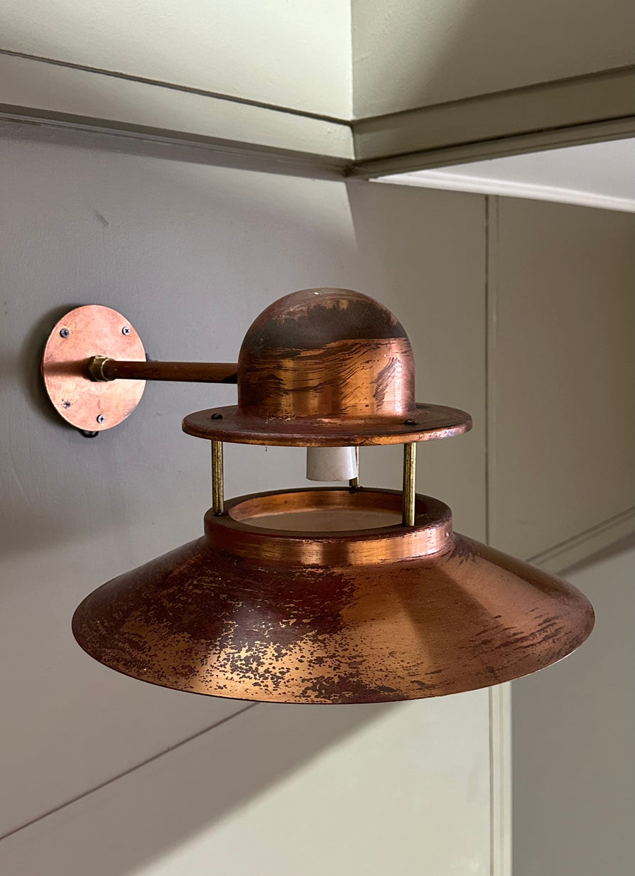 Mid-Century Exterior / Interior Wall Lamps in Copper