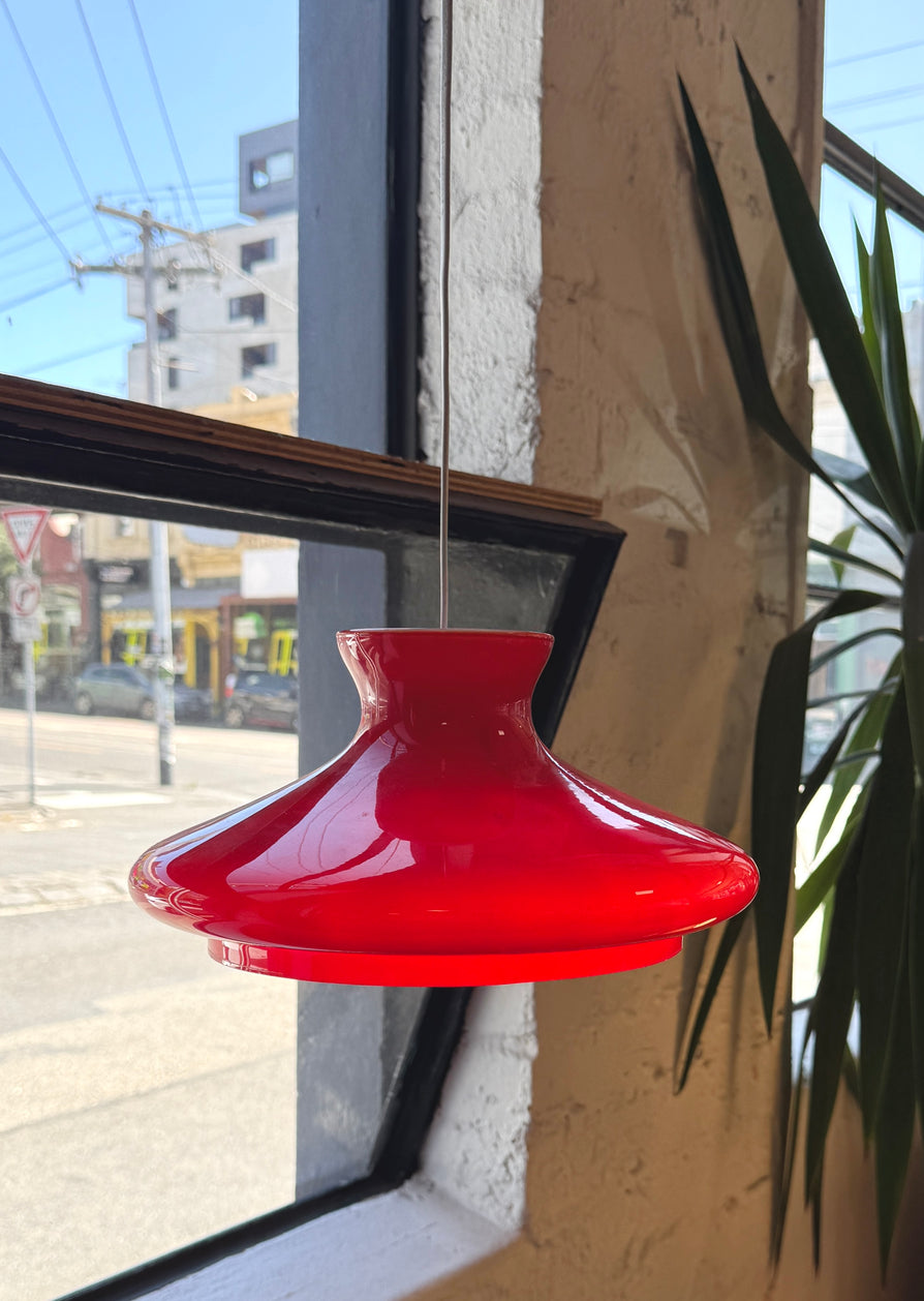 Mid Century Pendant in Red Glass