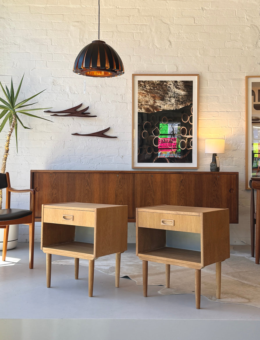 Pair of Danish Bedside Tables in Oak