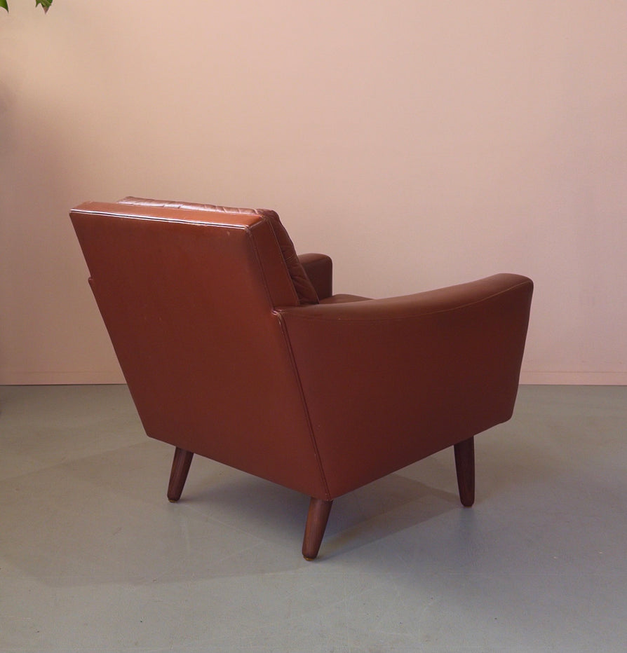 Danish Lounge Chair in Rich Tan Leather