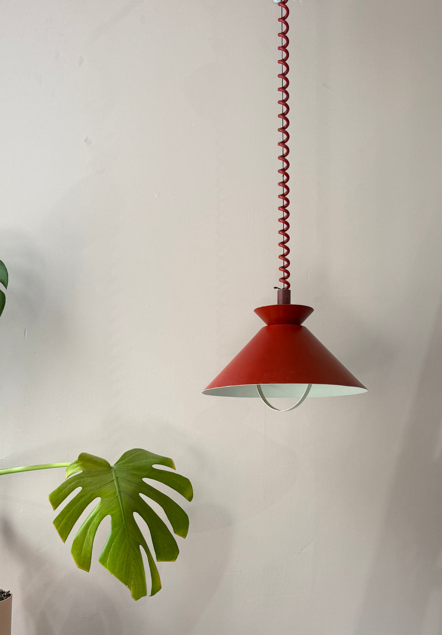 Danish Retractable Pendant in Red Enamel