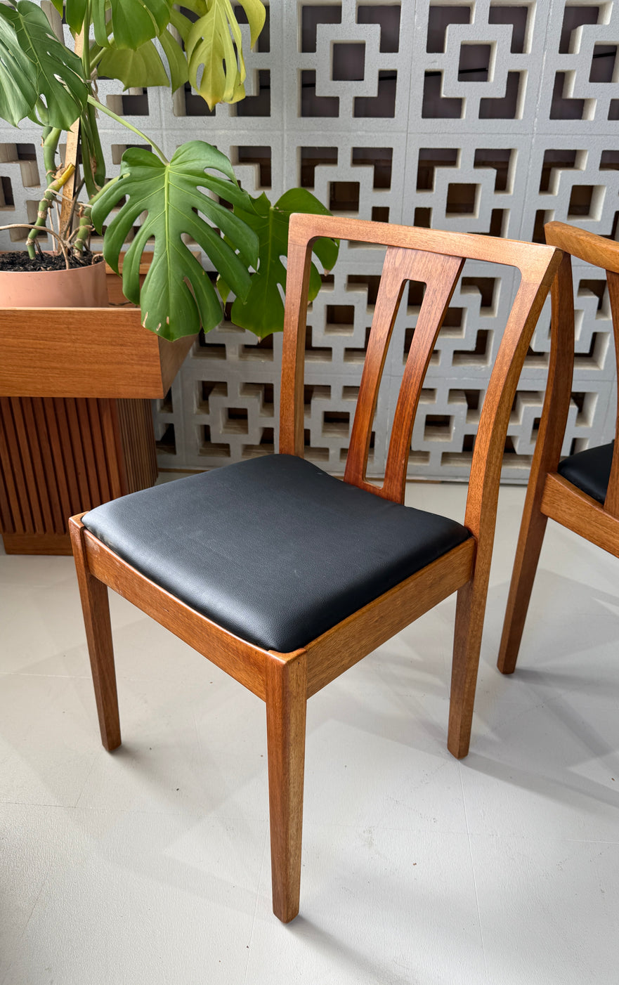 Set of Six Catt Dining Chairs In New Black Vinyl