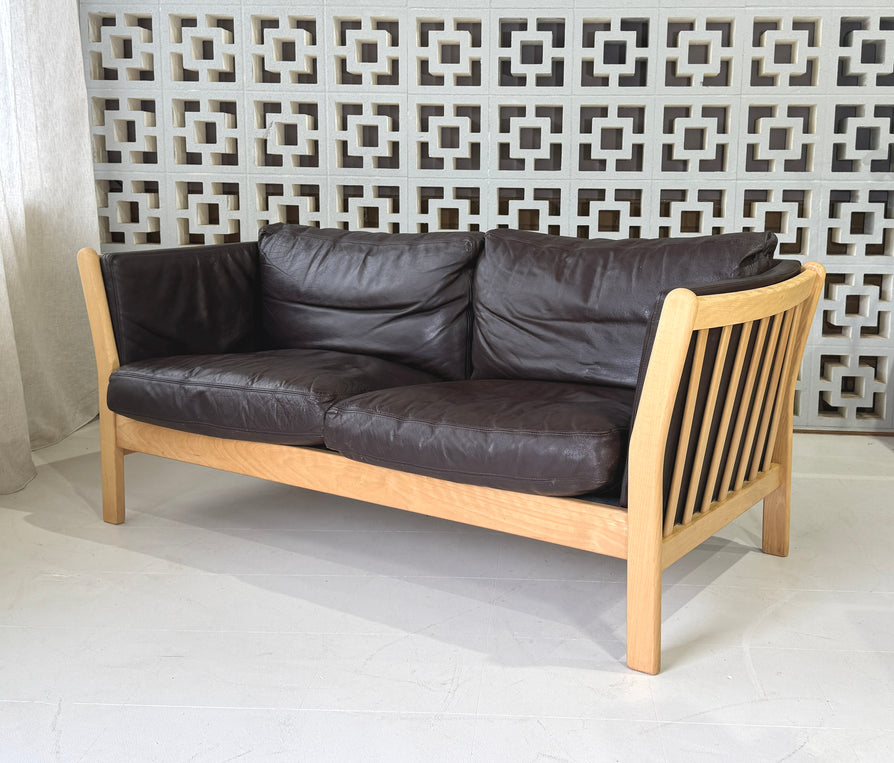 Danish Two Seater Sofa in Leather