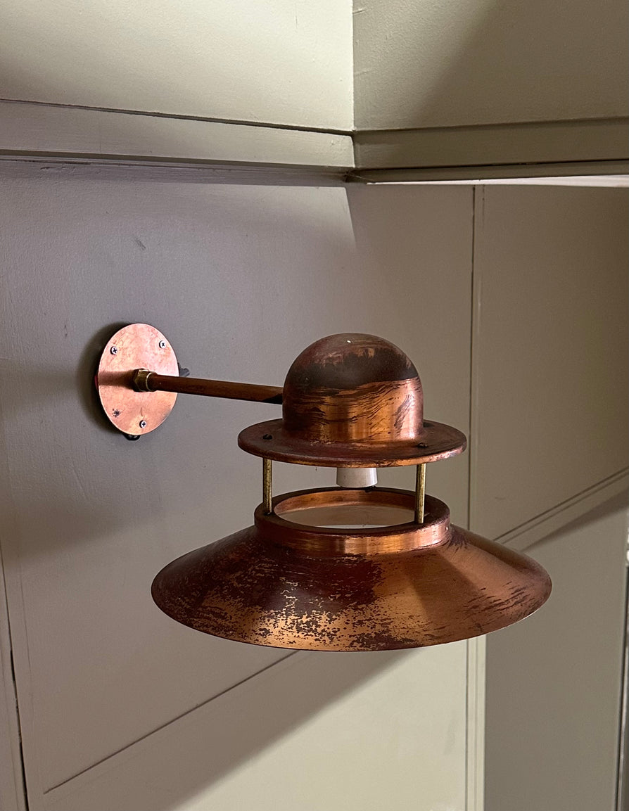 Mid-Century Exterior / Interior Wall Lamps in Copper