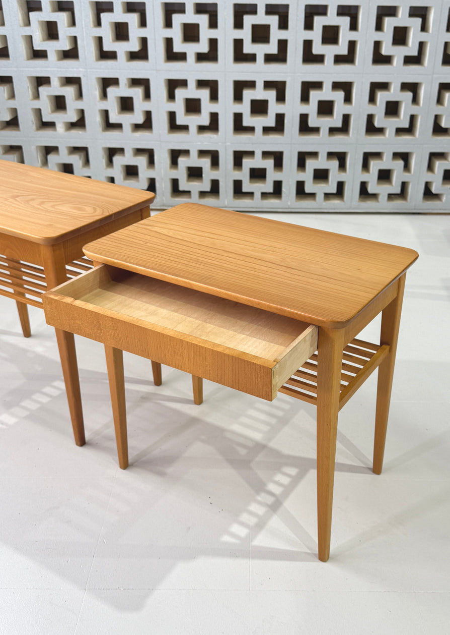 Pair of Swedish 1950s Bedside Tables in Beech
