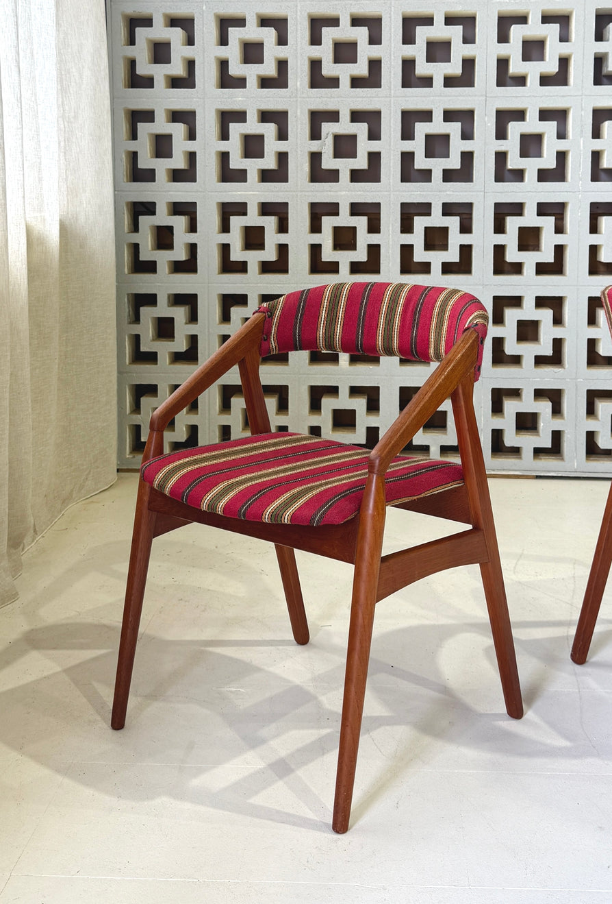 Four Danish Dining Chairs in Teak & Original Wool